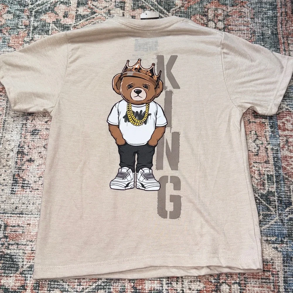 BOYS Hustling Teddy Bear Streetwear Cotton Blend Soft T-Shirt sz 4 NWT Nordstrom